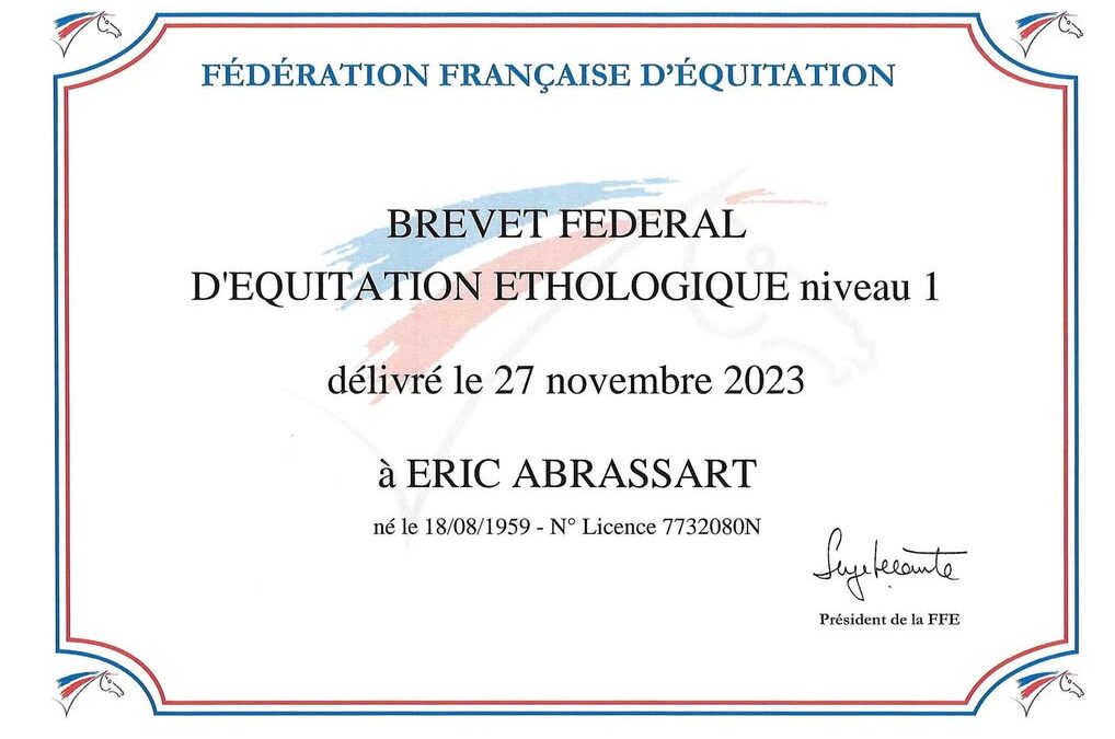 Un nouveau diplôme pour notre Moniteur…